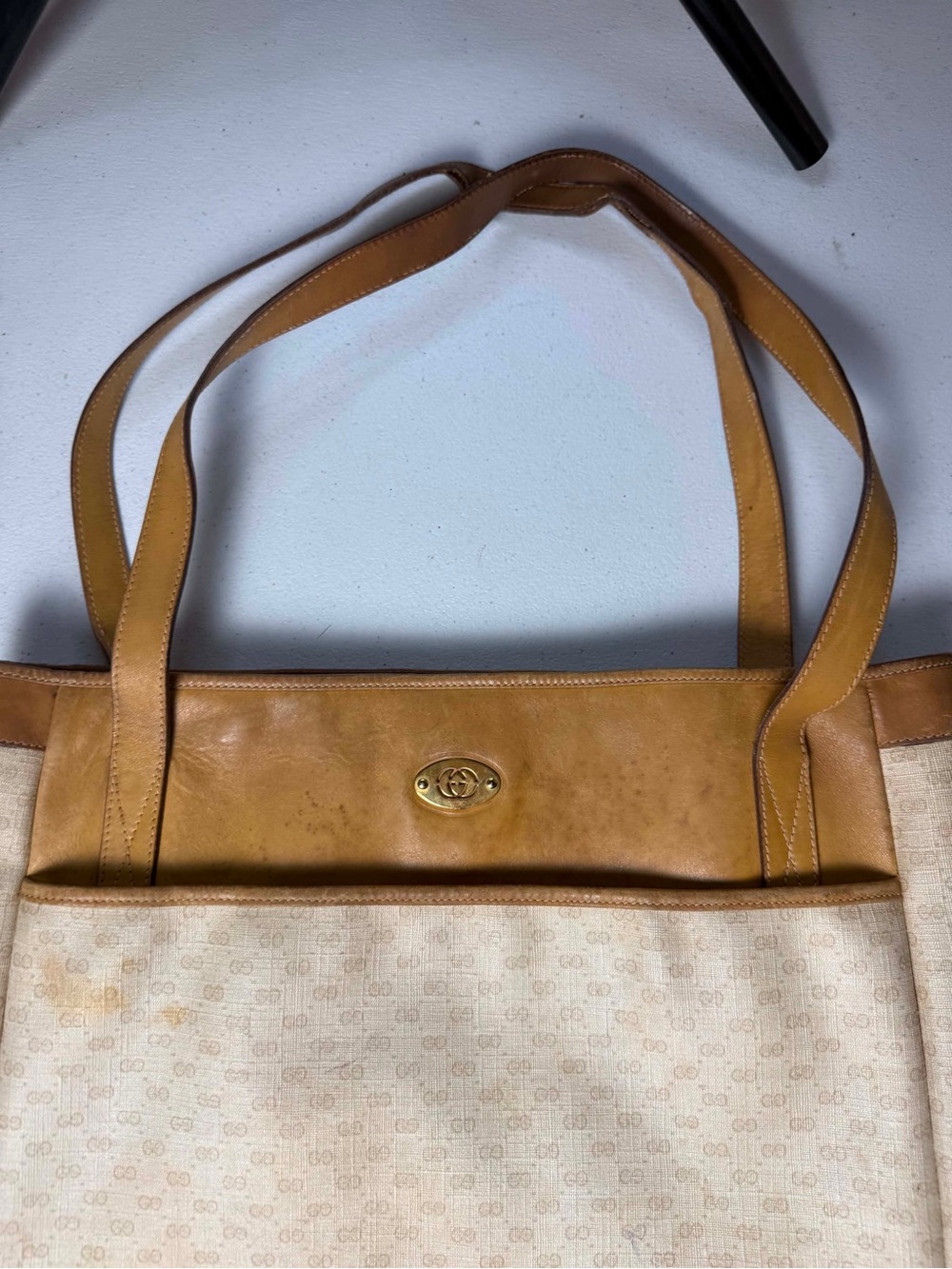 Vintage GUCCI MicroGuccissima
Tote Shoulder Bag Leather
Handles Coated Canvas - Picture 5 of 13